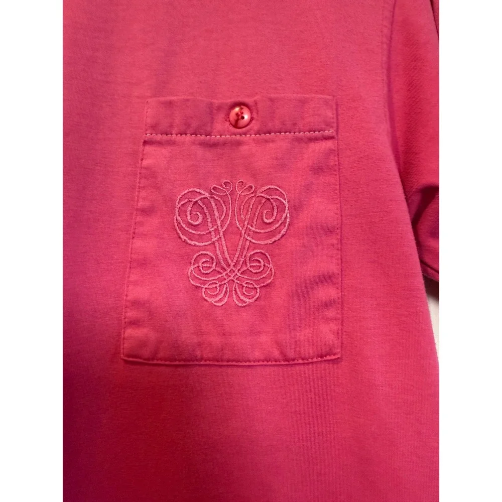 Autograph Pink Pocket Tee Women's Small Embroidered Y2K Cottagecore Top Vintage